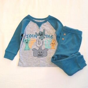 NEW disney 100 waffle knit graphic matching outfit set 12-18 months baby boy